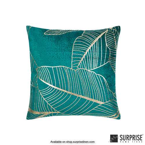 Surprise Home - Foil Palms 40 x 40 cms Designer Cushion Cover (Green)