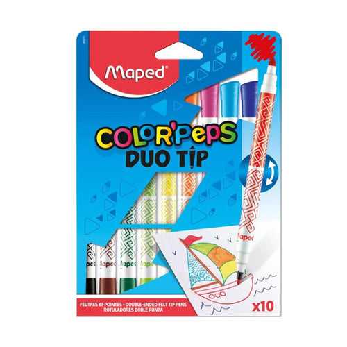 Maped Color'Peps - Duo Tip, Felt Tip Fine & Large Point Pens- Pack of 10