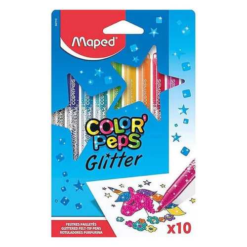 Maped Color'Peps Glitter Felt Tip Pens - Pack Of 10