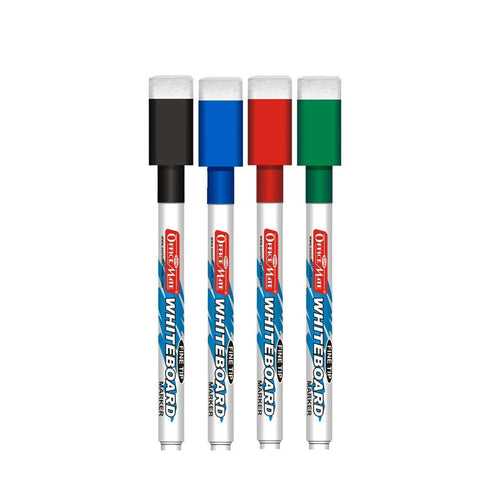 Soni Officemate Fine Tip Whiteboard Marker with Duster On Cap - Pack of 4
