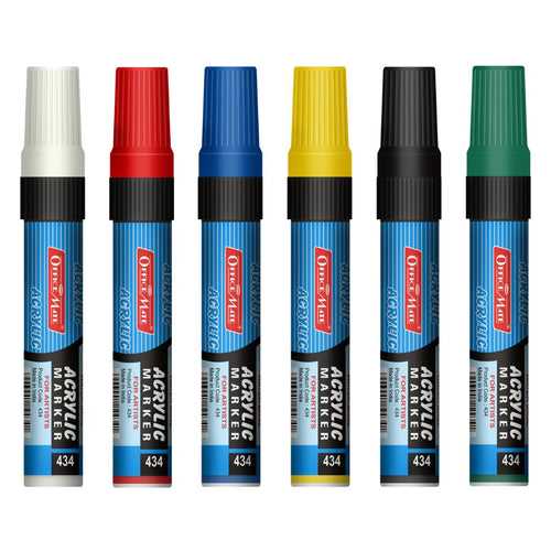 Soni Officemate Jumbo Acrylic Permanent Marker Pens with Set of 6