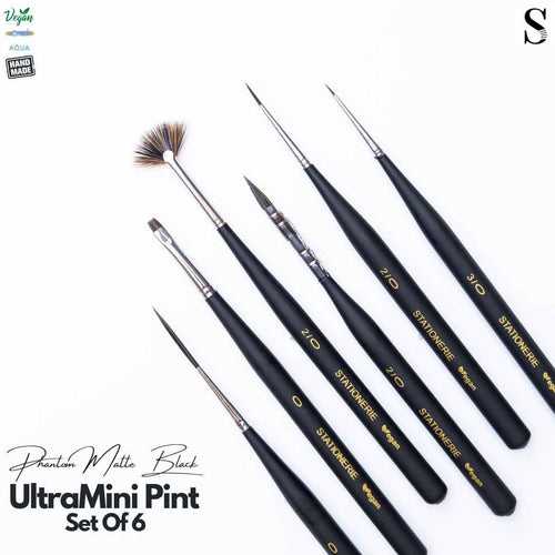 Stationerie UltraMini Pint Phantom Matte Black Edition Brush Set- Set Of 6