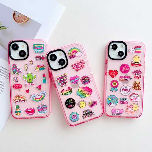 Cute Stikcers Designer Impact Proof Silicon Phone Case for iPhone