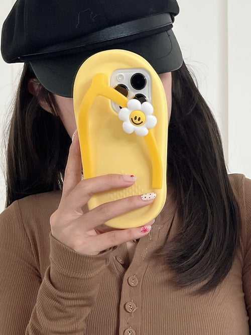 Cute Slipper Design 3D Silicon Case for iPhone ( Yellow )