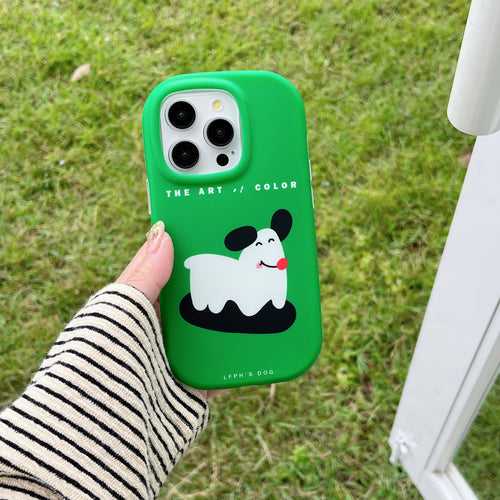 Cute Designer Silicon Oval Shape Case for iPhone ( The Art Of Dog )