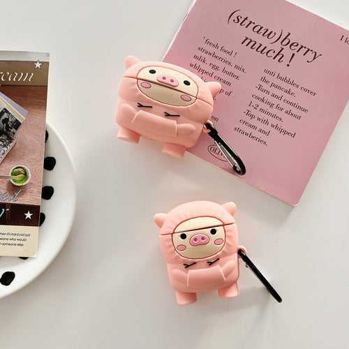 Cute Pig In Hoodie Silicon Airpod Case