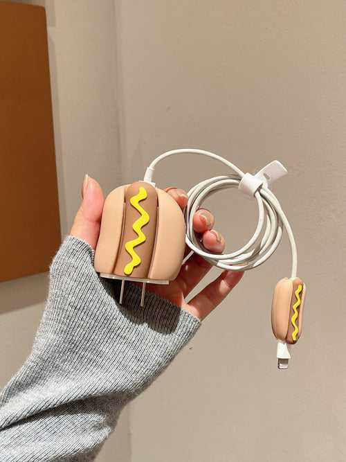 Delicious Hot Dog Designer Charger Case for iPhone Chargers ( Compatiible for Indian Chargers )