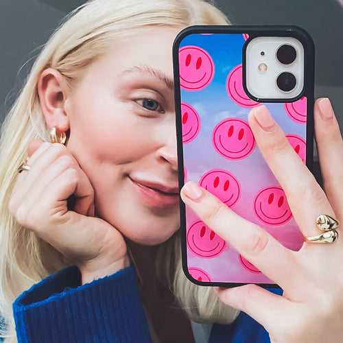 Rainbow Smiley Pattern Glass Case for iPhone