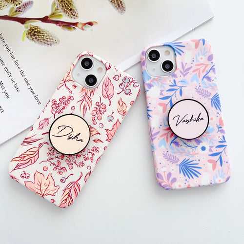 Pink And Peach Floral Designer Slim Case With Customised Holder