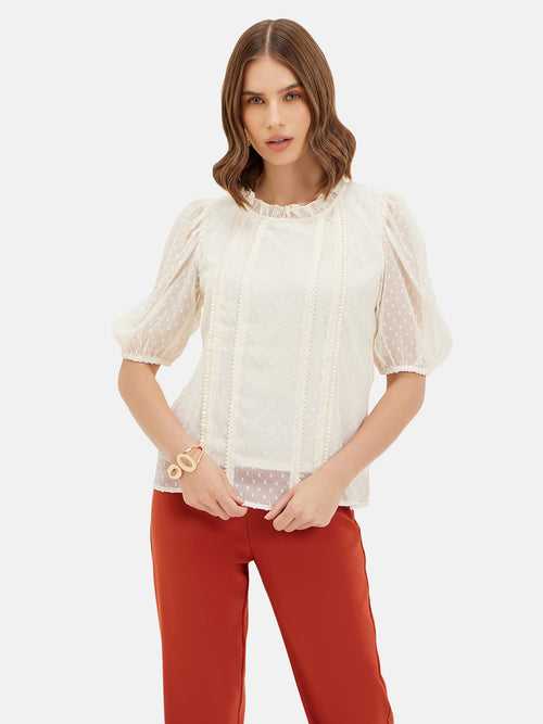 Samantha Textured Top With Lace