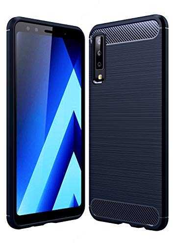 Carbon Fibre Series Shockproof Armor Back Cover for Samsung Galaxy A7 (2018), 6.0 inch, Blue