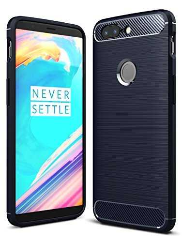 Carbon Fibre Series Shockproof Armor Back Cover for OnePlus 5T, 6.01 inch, Blue