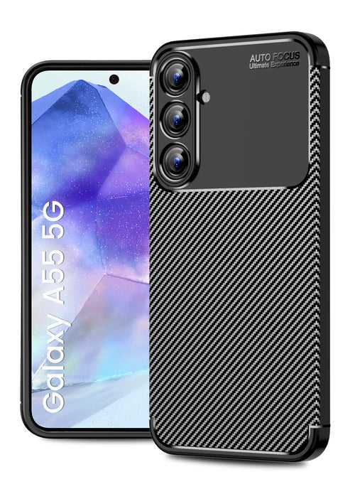 Aramid Fibre Series Shockproof Armor Back Cover for Samsung Galaxy A55 5G, 6.6 inch, Black