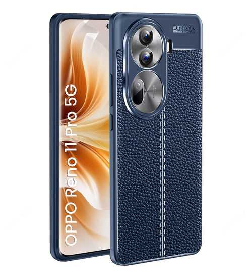 Leather Armor TPU Series Shockproof Armor Back Cover for OPPO Reno 11 Pro 5G, 6.7 inch, Blue