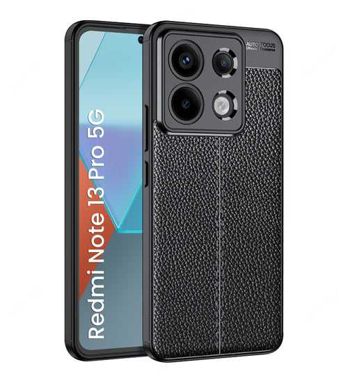 Leather Armor TPU Series Shockproof Armor Back Cover for Redmi Note 13 Pro 5G, POCO X6 5G, 6.67 inch, Black