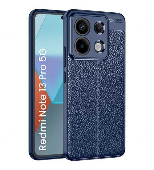 Leather Armor TPU Series Shockproof Armor Back Cover for Redmi Note 13 Pro 5G, POCO X6 5G, 6.67 inch, Blue