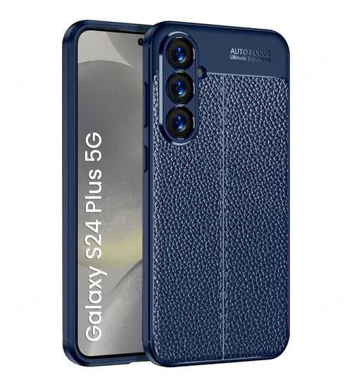 Leather Armor TPU Series Shockproof Armor Back Cover for Samsung Galaxy S24+ Plus 5G, 6.7 inch, Blue