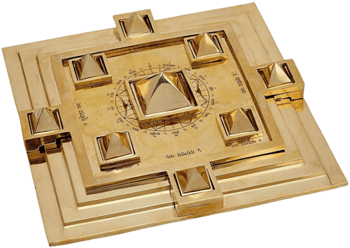 Brass Navgrah Pyramid Yantra Chowki