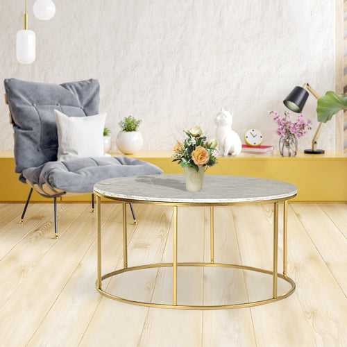 Windsor Marble Coffee Table In Gold Finish