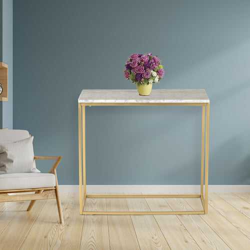 Windsor Marble Side Table In Gold Finish