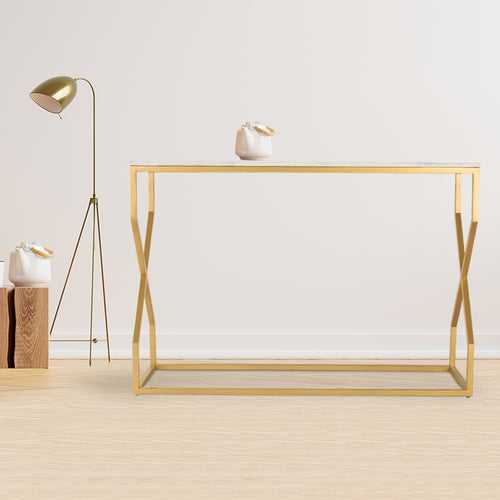 Melbourne Marble Console Table In Gold Finish