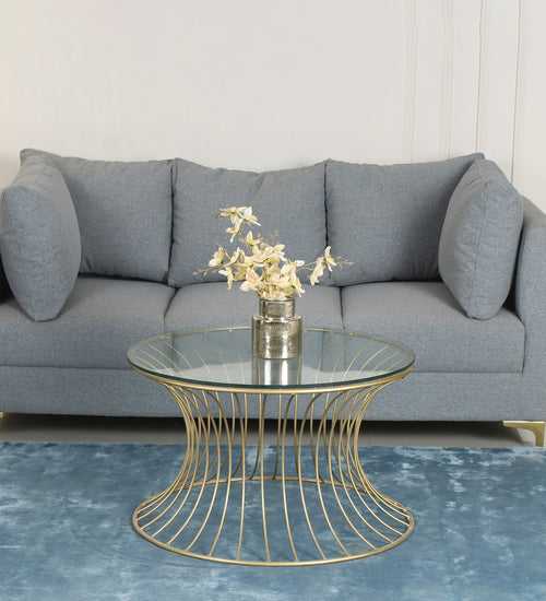 Perth Glass Coffee Table In Gold Finish