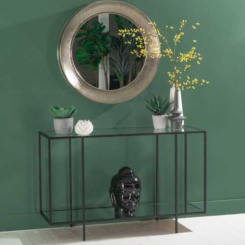 Clayton Glass Console Table In Black Finish