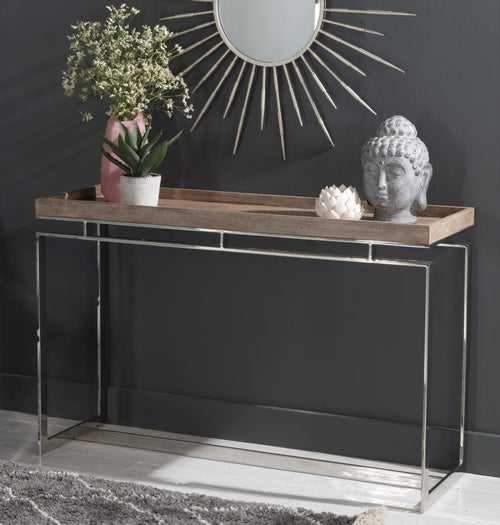 Hamilton Wooden Console Table In Chrome Finish