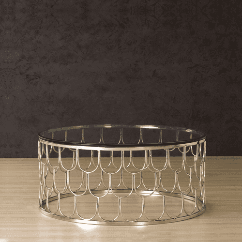 Belmont Glass Round Coffee Table In Chrome Finish
