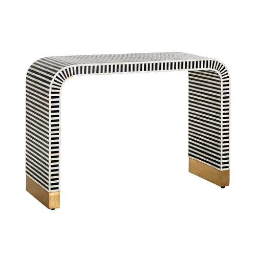 Messina Bone Inlay Console table with Brass Cladding feet