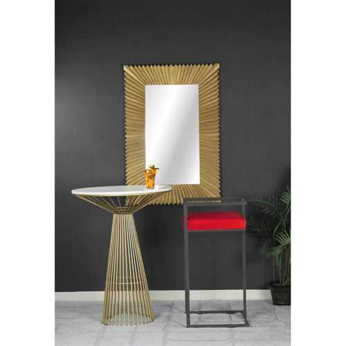 Rocklin Red Velvet Fabric Metal Bar Chair In Gold Finish
