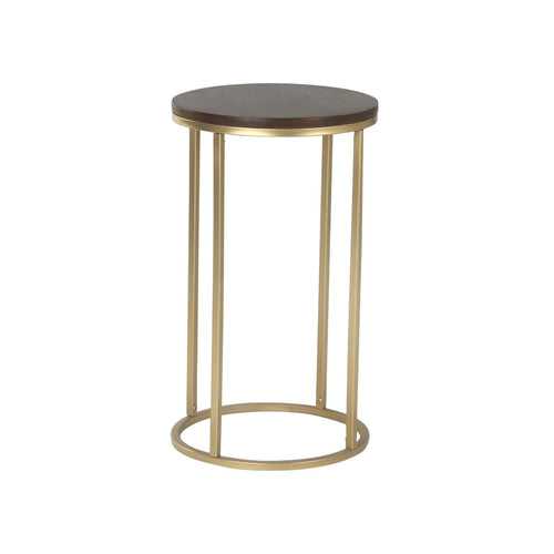 Windsor Round Wooden Side Table In Gold Finish
