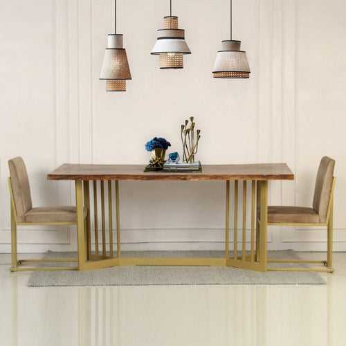 Allendale 6 Seater Wooden Dining Table In Gold Finish