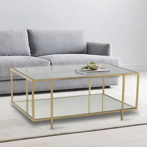 Clayton Square Glass Coffee Table In Gold Finish