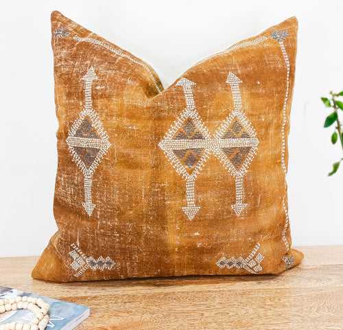 Set of 2 Moroccan Rug Design Embroidered Throw Pillow