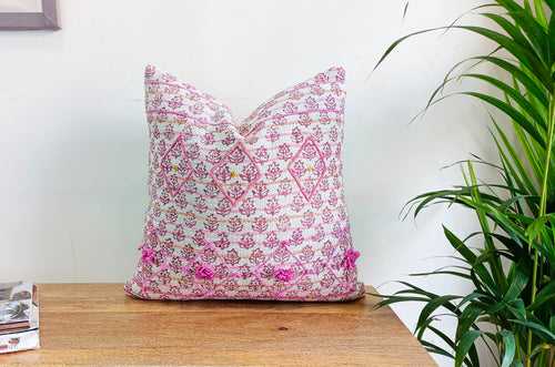 Pinkish Set of 2 Handblock Square Cushion Covers