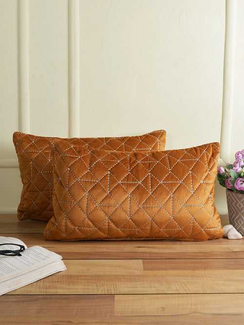 Rust Set of 2 Velvet Rectangle Cushion Covers