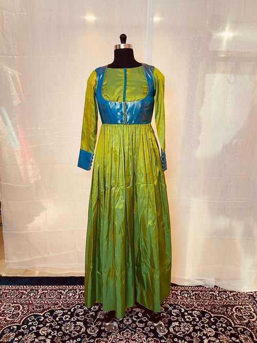 Green Soft Silk Fusion Gown