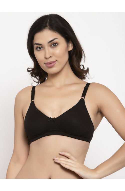 Black  Non-Padded Non-Wired Full Coverage Support Bra