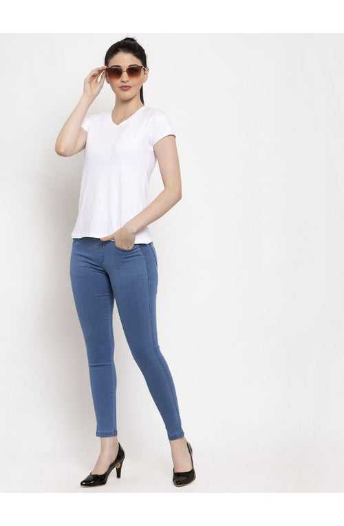 Women Stone Solid Stretchable Skinny Fit Jeggings