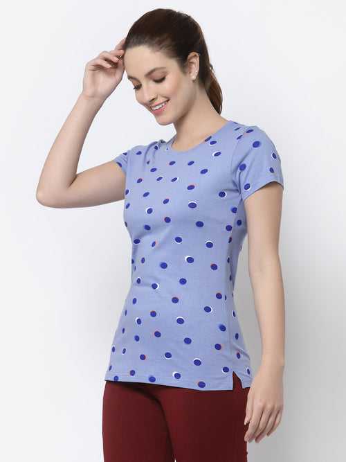 Women Printed Solid Slim Fit round neck T-shirt