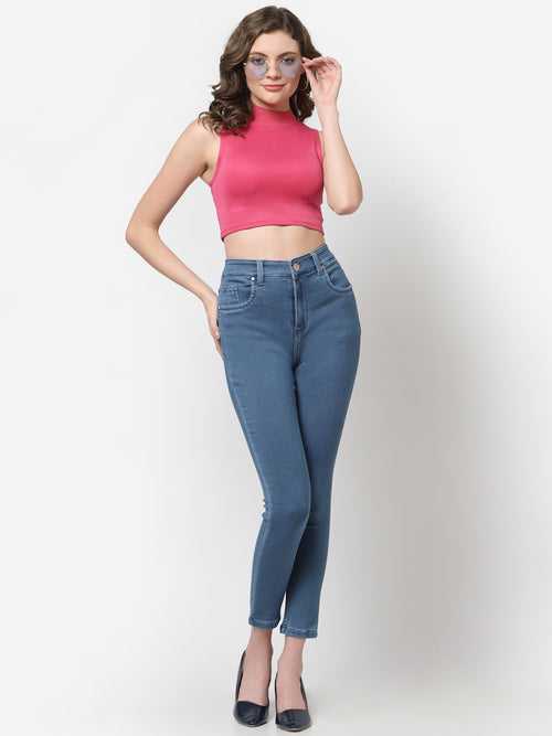 Women Stone Solid Stretchable Skinny Fit Jeans