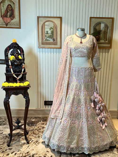 Ethereal Peach Embroidered Bridal Lehenga