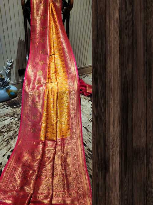 Majestic Maroon and Gold Banarasi Silk Saree