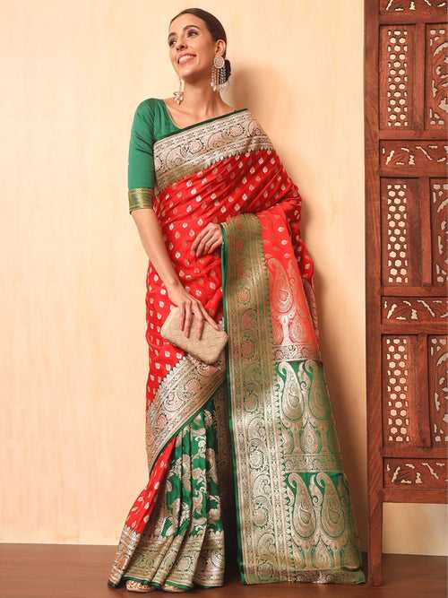 Kanjeewaram Banarasi Silk Half and Half pattern Saree