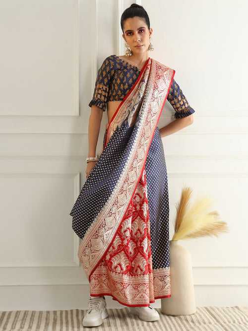 Traditional Banarasi Silk Kanjeewaram saree with Patli Pattern