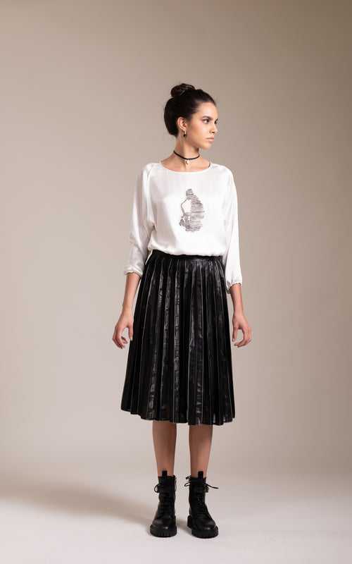 SILK PLEAT SKIRT