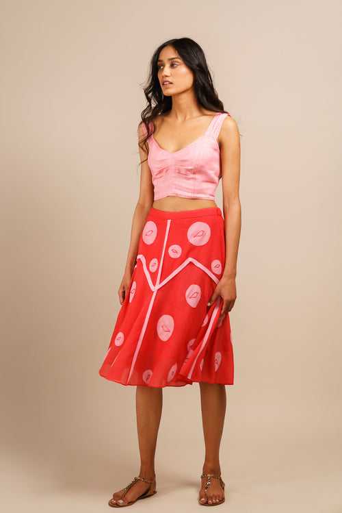 CIRCULAR PATCH EMBROIDERY SKIRT