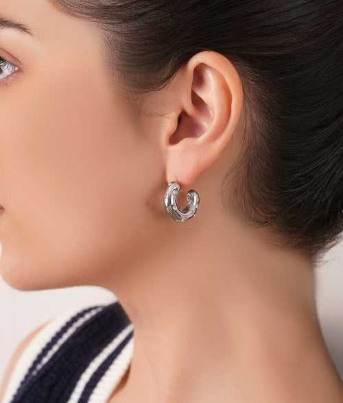 Silver Crystal Hoop Earrings