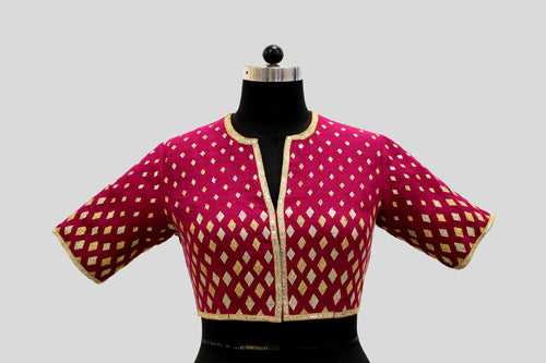 Matka Silk Graded Diamond Wine Blouse